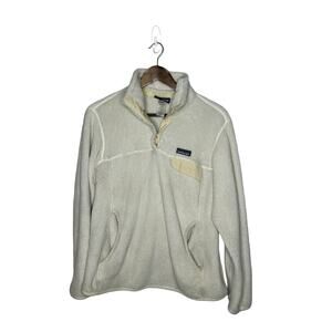 Patagonia‎ sz large snap T pull over 1/4 button down fleece cream/white